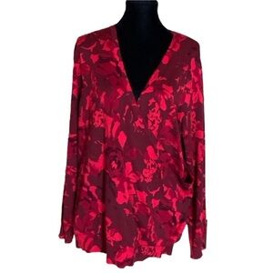 Talbots Woman red floral print surplice sweater Size 3X